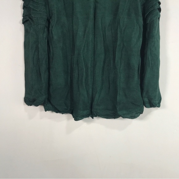 Maria Pavan Long Sleeve Ruffle Accent Blouse, Women's Size M - Dark Green - Picture 9 of 10